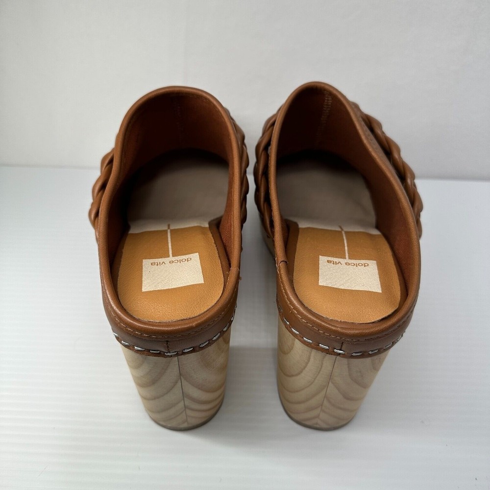 Dolce Vita Brown Braided Leather Clogs - Picture 3 of 9